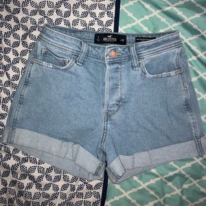 High rise denim shorts